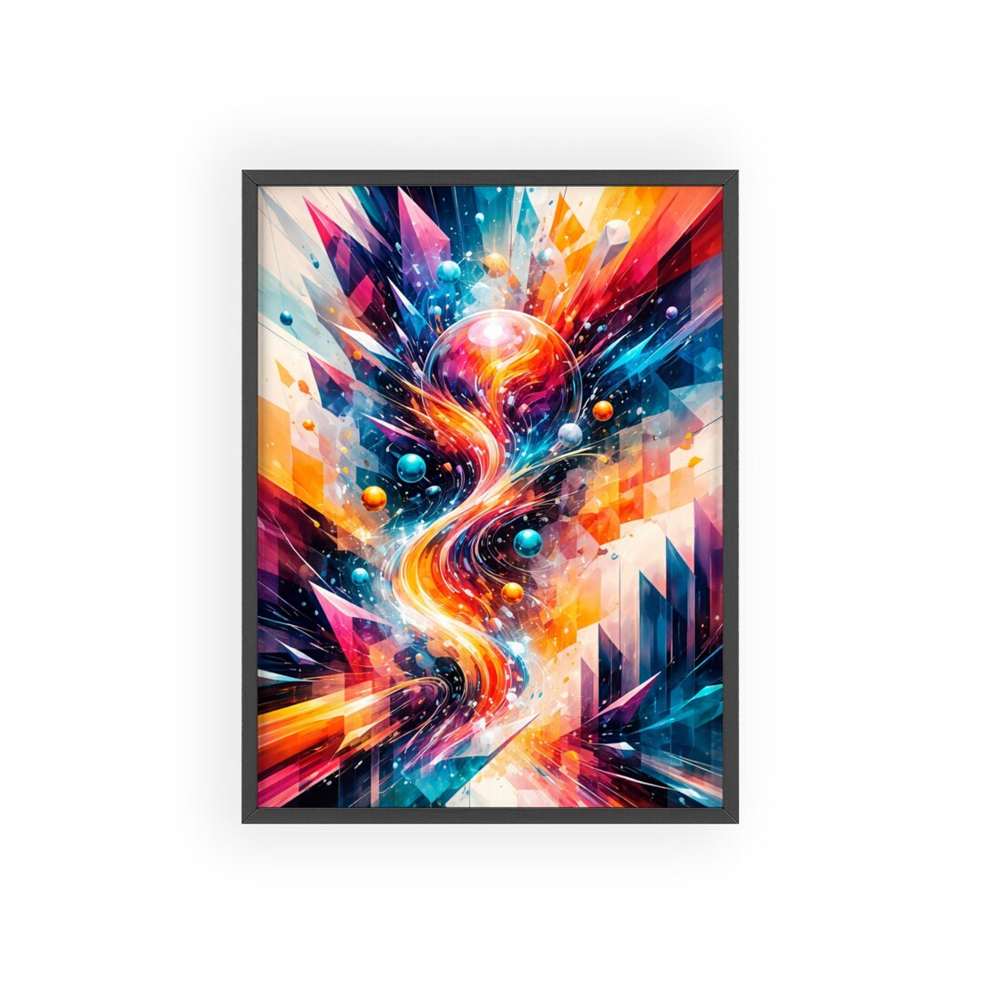 Abstract Cosmic Vortex Poster With Wooden Frame | Colorful Geometric ...