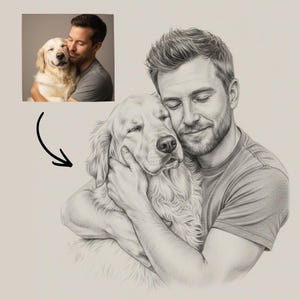 Custom Pet Portrait – Hand-Drawn Dog or Cat Sketch, Personalized Animal Illustration from Photo, Digital Memorial Gift