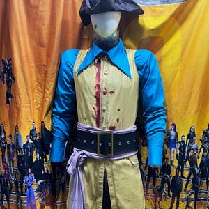 Captain Clark Cosplay, Stained Blood Effect Outfit With Acrylic Prop Leg