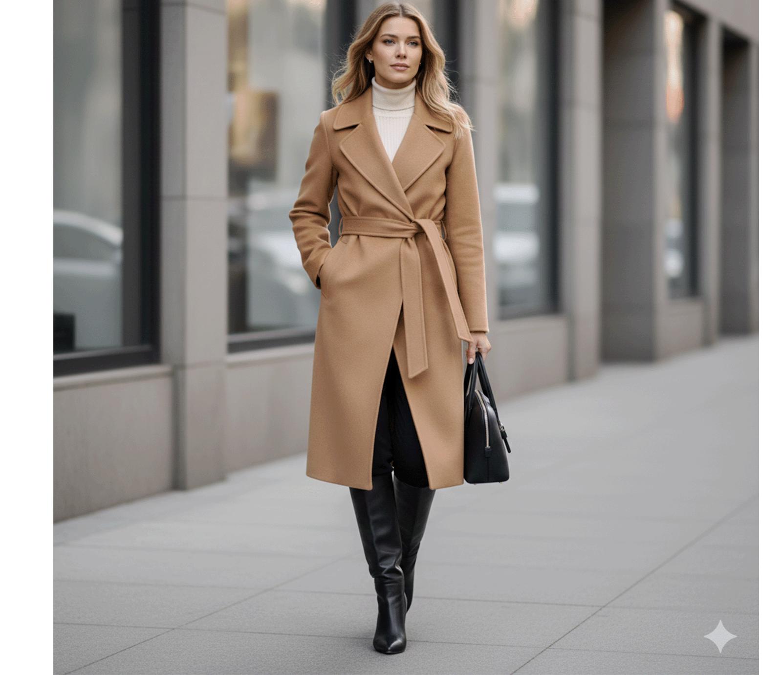 Cintura A Fascia Avvolgibile In Misto Lana Per Donna – Lunga 172 Cm, Larga 5 Cm, Ideale Per Cappotto Invernale, Colore Nero