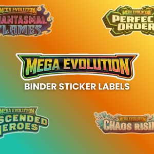 Pokémon Mega Evolutions TCG Binder Set Sticker Labels