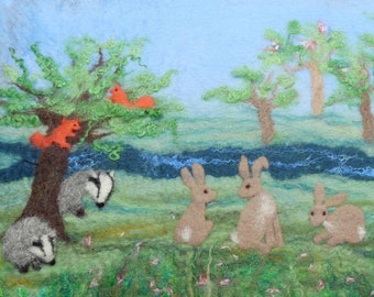 Felt Making Kit to make a Woodland Animal picture and online tutorial