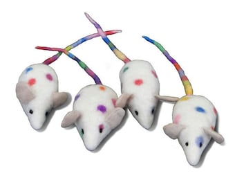 Needle Felting Kit to make colourful Mice DIY starter project