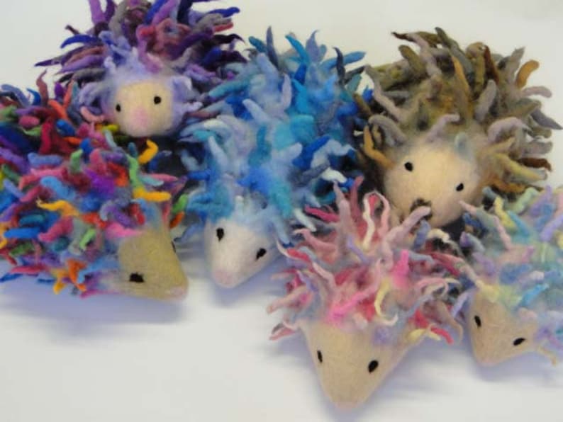 Rainbow coloured Hedgehog Needle Felt Kids Craft Kit to make 3D DIY project, online tutorial image 4