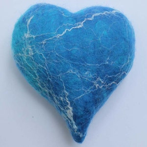 Needle Felting Kit making Four felt Blue Hearts DIY project, online tutorial image 1