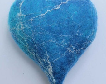 Needle Felting Kit making Four felt Blue Hearts DIY project, online tutorial