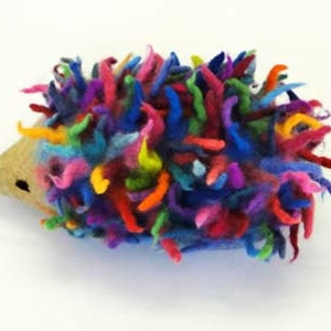 Rainbow coloured Hedgehog Needle Felt Kids Craft Kit to make 3D DIY project, online tutorial image 2