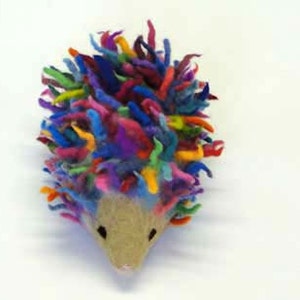 Rainbow coloured Hedgehog Needle Felt Kids Craft Kit to make 3D DIY project, online tutorial image 3