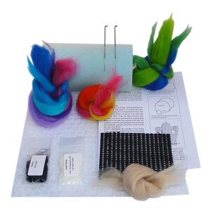 Rainbow coloured Hedgehog Needle Felt Kids Craft Kit to make 3D DIY project, online tutorial image 5