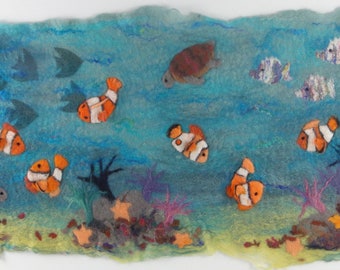 Felt Making Kit to make Coral Reef with clownfish picture and online tutorial