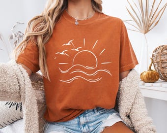 Comfort Colors® Sun T-shirt, Sunshine Tee Shirt, Summer Shirt, Beach Shirts, Summer Positive Vibes Shirt, Gift For Her, Shirts For Women