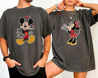 Comfort Colors® Disney Valentines Day Shirt, Mickey and Minnie Couple T-shirt, Lovers Matching Tee