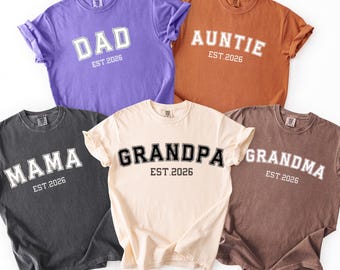 Comfort Colors® Custom Grandma Grandpa Mama Dad Auntie Uncle Shirt Personalized Baby Announcement Promoted to New Grandparents to be Gift