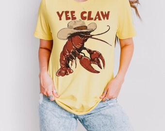 Comfort Colors® Lobster Cowboy Shirt, Trendy Yee Claw Tee, Funny Lobster Shirt, Western Beach Top Amalfi Coast Trip, Tomato Girl Summer
