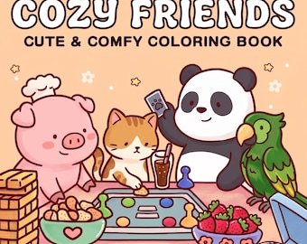 Livro de Colorir Amigos Aconchegantes | Noite de Jogos com Animais Fofos | Linhas Grossas e Simples em Estilo Kawaii | Arte Relaxante e Confortável para Adultos e Adolescentes, Coco wyo art