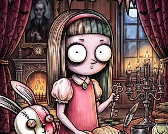 Livro de colorir Garota Assustadora | Páginas para colorir góticas fofas e assustadoras para adolescentes e adultos | Livro de colorir de Halloween Kawaii Sombrio Coco Wyo Coloring