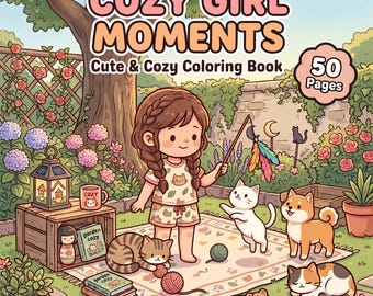 Momentos Aconchegantes para Meninas: Livro de Colorir Fofo e Aconchegante | Inspirado em Coco Wyo, Ousado e Fácil | Páginas para Colorir de Jardim Kawaii | 50 Páginas em PDF para Imprimir