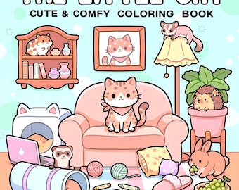 Livro de colorir do gatinho Coco Wyo | Páginas para colorir de gatinhos fofos e aconchegantes | Livro de colorir de animais kawaii | Presente para aliviar o estresse