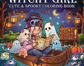 Livro de Colorir Menina Bruxa | Páginas para Colorir Fofas e Assustadoras de Halloween para Adolescentes e Adultos | Livro de Colorir Fantasma e Bruxa Kawaii, Coco Wyo Art