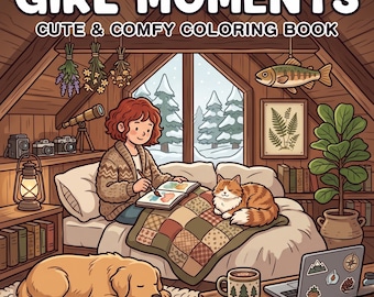 Livro de colorir Momentos Aconchegantes de Menina, Colorir de Forma Fácil e Divertida, Colorir para Imprimir, iPad, Procreate, Páginas para Colorir Momentos de Menina Coco Wyo Coloring