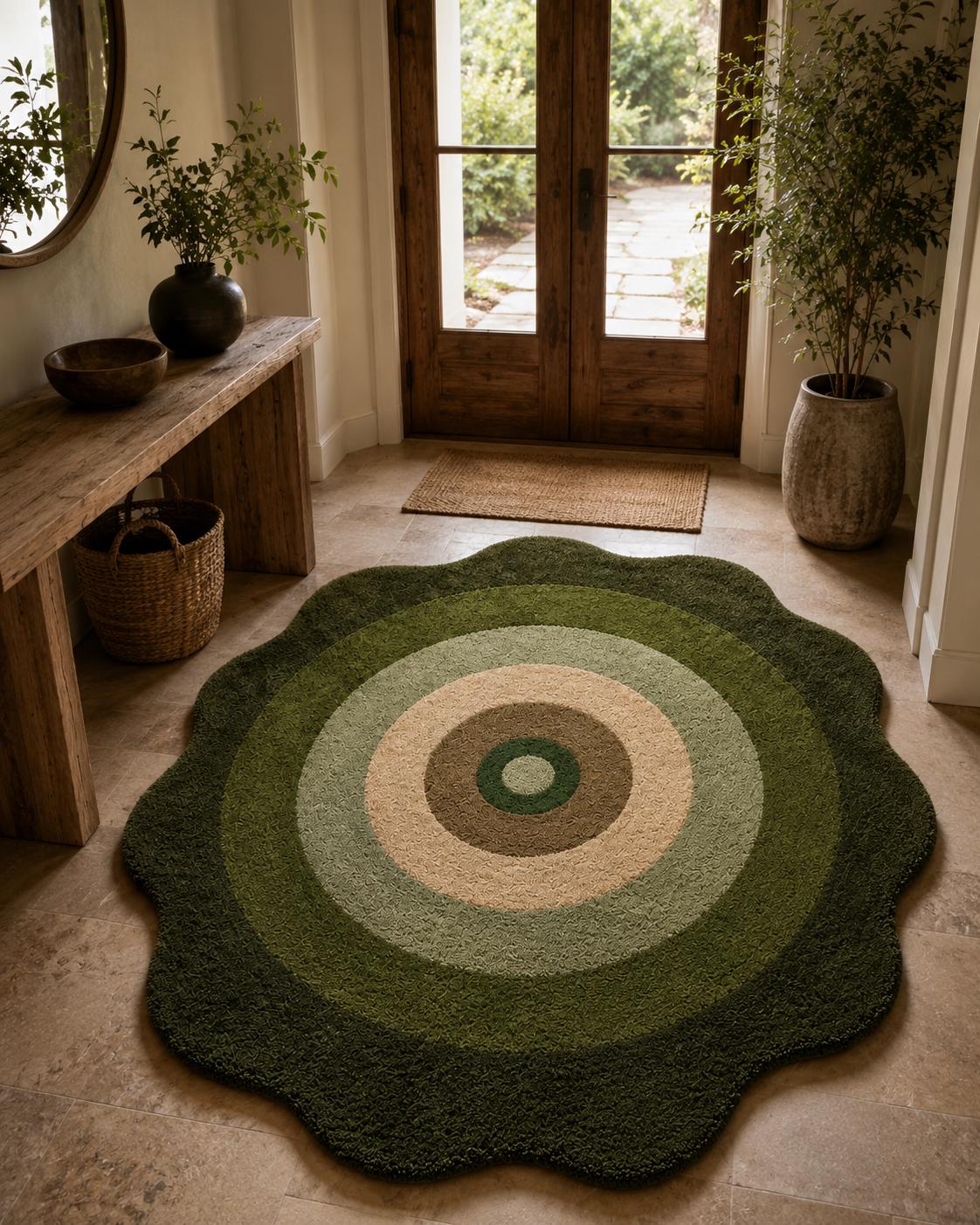 Okej Ripple Rug Green Ripple Hand Tufted Rug – Organic Wavy Shape Plush Carpet - Etsy