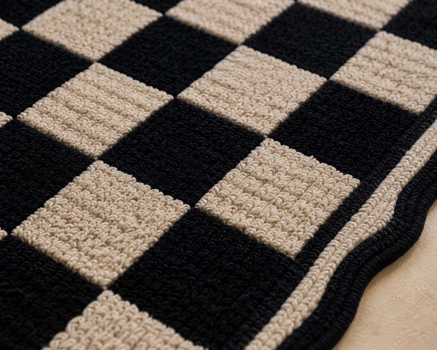 Chess Board Pattern Rug Hand Tufted Chessboard Rug – Modern Black & White Checkerboard Area Rug ...