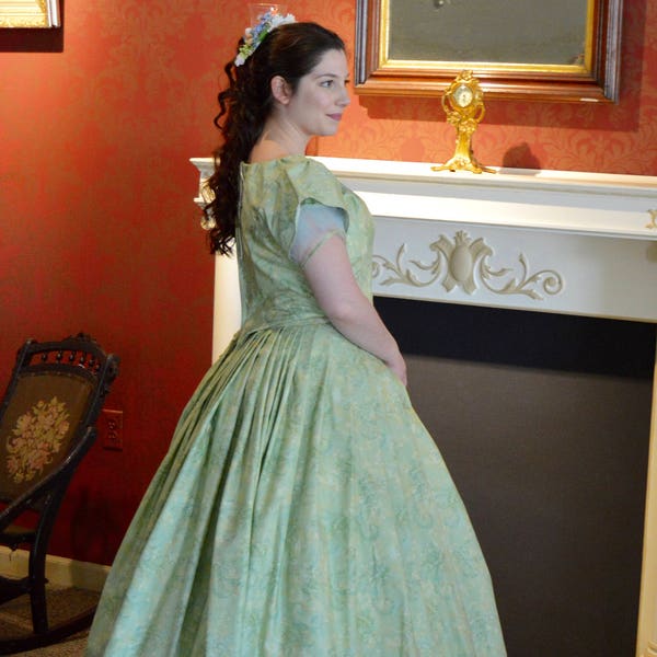 Civil War Green and Blue Ball Gown