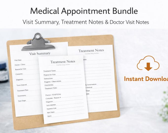Medical Appointment Bundle | Visit Summary, Treatment Notes & Doctor ...