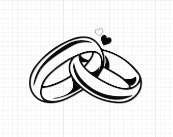 Wedding Rings SVG PNG Files, Love Symbol Couple Engagement TShirt Design, Cricut