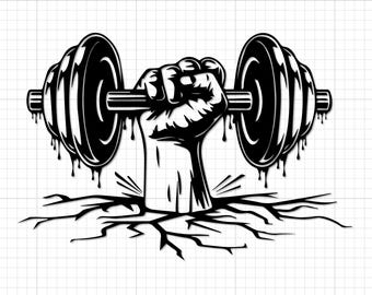 Puño de gimnasio SVG PNG: Clipart de culturismo - Silueta de Cricut, descarga digital