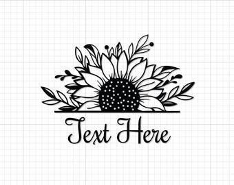 Custom Sunflower SVG PNG, Split Monogram, Floral Name, Cricut, Digital Download