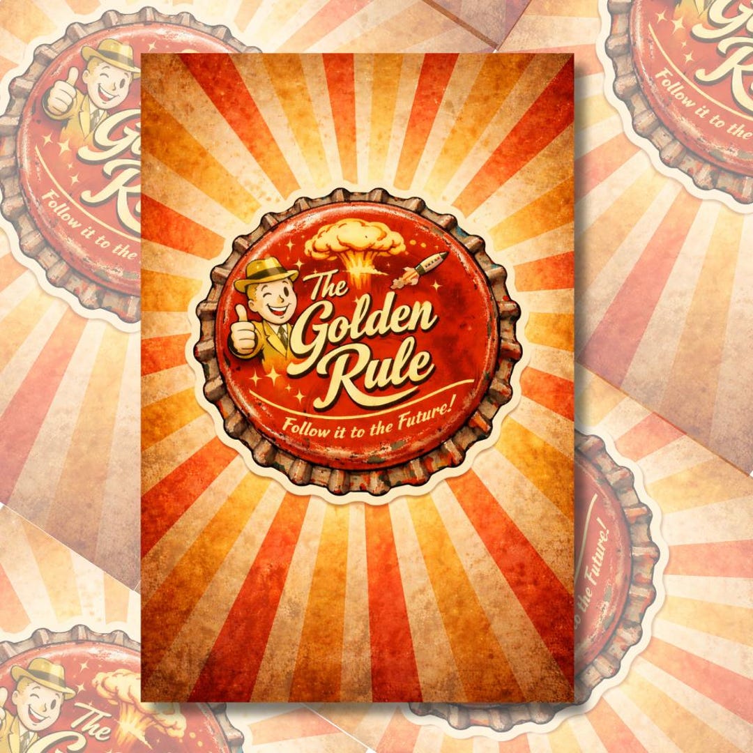 The Golden Rule Poster | Retro Atomic Style Wall Art | Vintage Bottle ...
