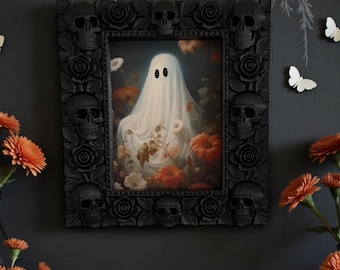 Gothic Skull & Roses Picture Frame | Dark Floral Gallery Wall Decor