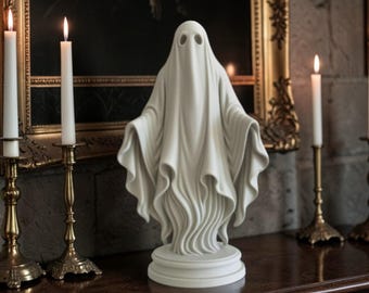 Gothic Ghost Statue, Spooky Dark Academia Decor, Halloween Shelf Ornament
