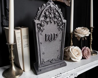 Gothic Gravestone Decor, RIP Tombstone Ornament, Dark Academia Home Decor, Gothic Shelf Decoration, Cemetery Statue, Gothic Gift