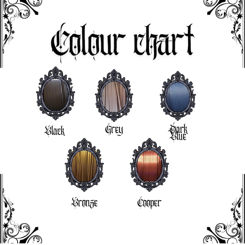 Ornate gothic baroque photo frame with intricate scrollwork and rectangular shape, styled as dramatic dark wall decor.