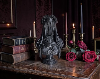 Gothic Bookend Statue, Dark Academia Book Holder, Gothic Bust Bookend, Veiled Lady Bookend, Gothic Shelf, Alternative Home, Book Lover Gift