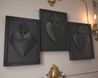 Gothic Sacred Heart Wall Plaque, Dark Victorian Home Decor