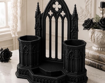 Gothic Cathedral Desk Organizer, Gothic Pen Holder, Medieval Office Organizer, Dark Academia Desk Decor, Gothic Pencil Cup