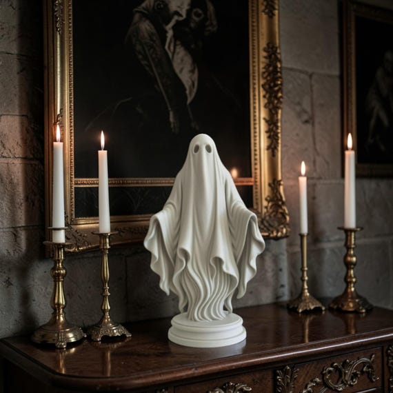 Gothic Ghost Statue, Spooky Dark Academia Decor, Halloween Shelf Ornament