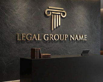 Letrero personalizado de acrílico 3D con el logotipo de un bufete de abogados, decoración de recepción con espejo dorado
