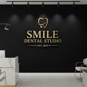Dental Office 3D Acrylic Logo – Custom Reception Sign, Dentist Name Plate Wall Decor
