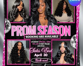 Prom Makeup Specials Flyer Template, Editable Canva Beauty Flyer, MUA Booking Flyer, Prom Glam Price List, DIY text, Instant download