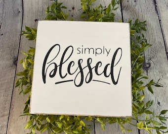 Simply Blessed Mini Sign, Tiered Tray, shelf sitter block, farmhouse, home decor, tiered tray accessory, small sign, blessings, faith