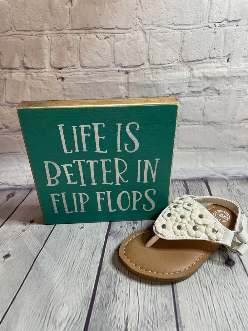 Life is Better in Flip Flops Wood Sign, Tiered Tray, Shelf Sitter Block ...