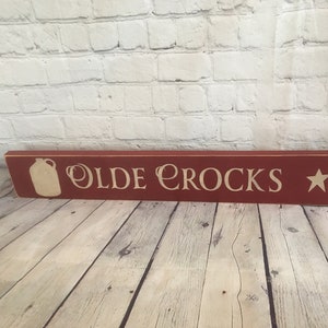 Old Crocks wood sign/home decor/wall art/primitive/rustic/primitive decor/antique style/farmhouse/country home/colonial style/folk art