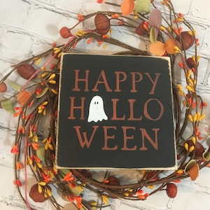 Panneau en bois Happy Halloween/ décor de plateau à plusieurs niveaux d'automne/ maison de campagne primitive