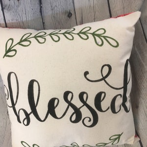 Blessed pillow/ hand painted/ Farmhouse style pillow/t hrow pillow/ home decor/ sofa accents/ hand painted pillow