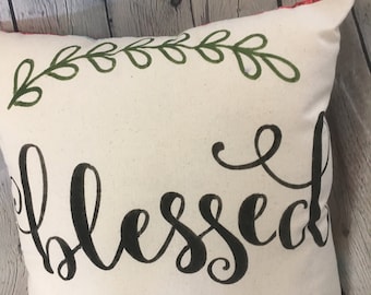 Blessed pillow/ hand painted/ Farmhouse style pillow/t hrow pillow/ home decor/ sofa accents/ hand painted pillow