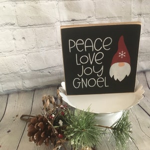 Christmas Gnome block sign, Gnome Sign, Tiered Tray, shelf sitter block, gnome christmas style, christmas decor